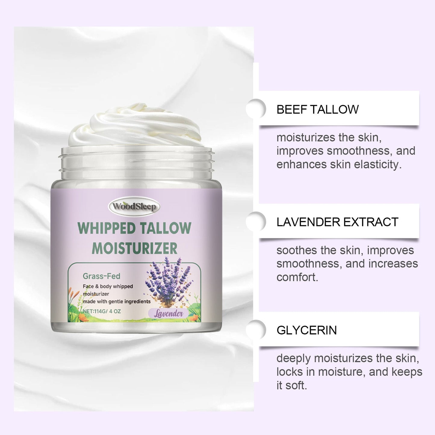 Whipped Tallow Moisturizer β Natural Grass-Fed Cream (114g)