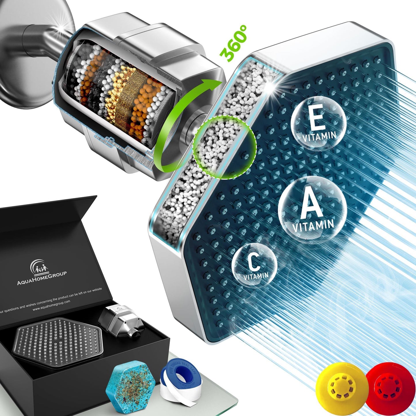 Luxury Filtered Shower Head Set 20 Stage Shower Filter for Hard