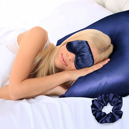 Super-Soft Satin Pillowcase, Eye Mask & Scrunchie Bundle