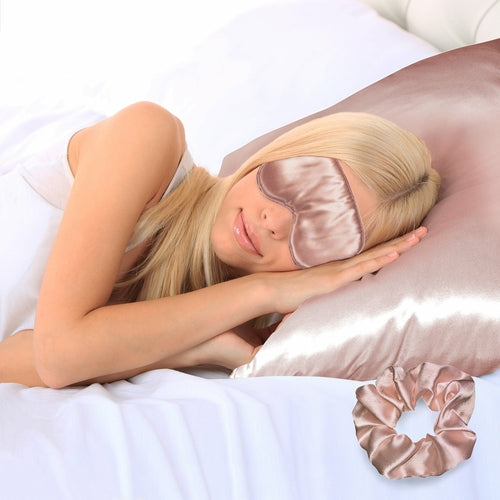 Super-Soft Satin Pillowcase, Eye Mask & Scrunchie Bundle