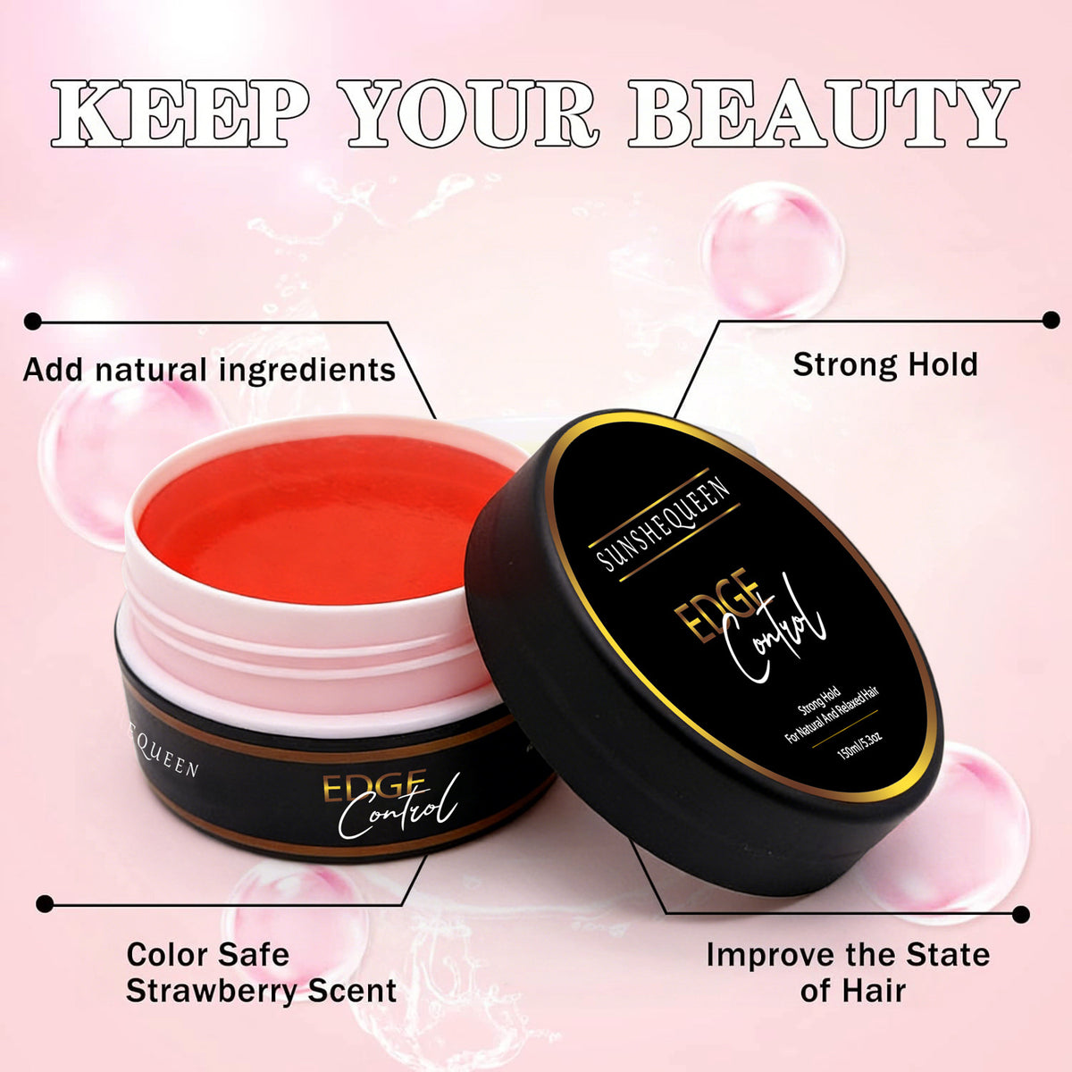 Sunshequeen Edge Control Hair Wax & Strong Hold Styling Gel (150ml / 50ml)